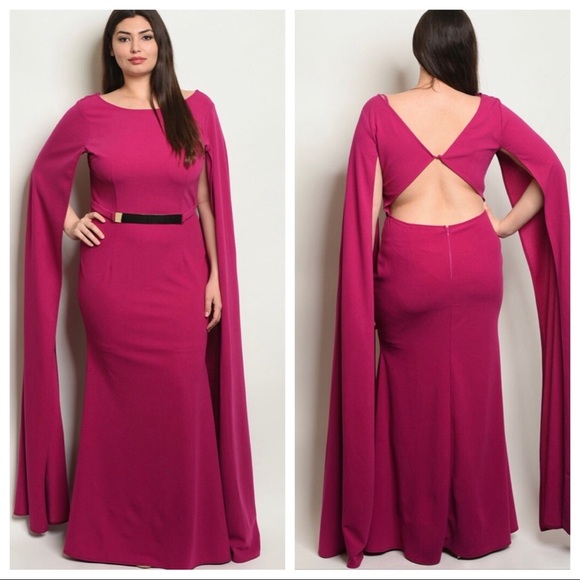 HOST PICK! Magenta full length maxi plus size party dress - Picture 1 of 6